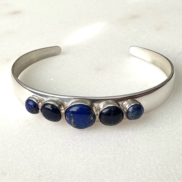 Jay King Jewelry - Jay King Blue Lapis Lazuli Cabochon Tapered Cuff Sterling Silver Bracelet